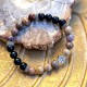 Bois fossile et agate noire - bracelet