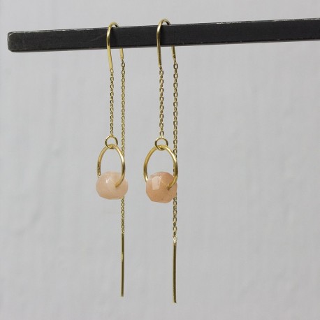 Pierre de lune microcline - boucles d'oreilles