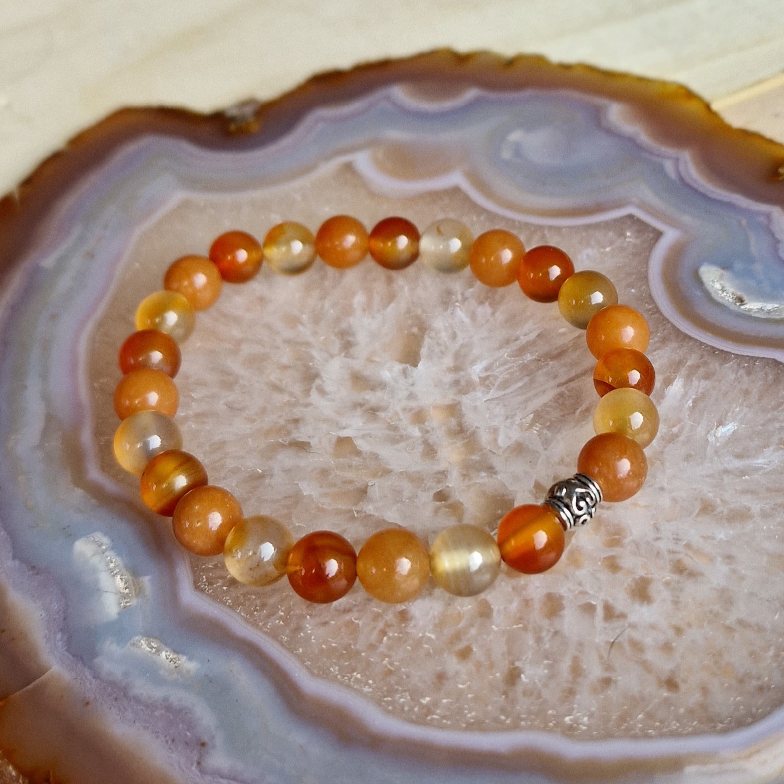 VLNET Bracelet élastique Avec Pierre Naturelle Aventurine Orange