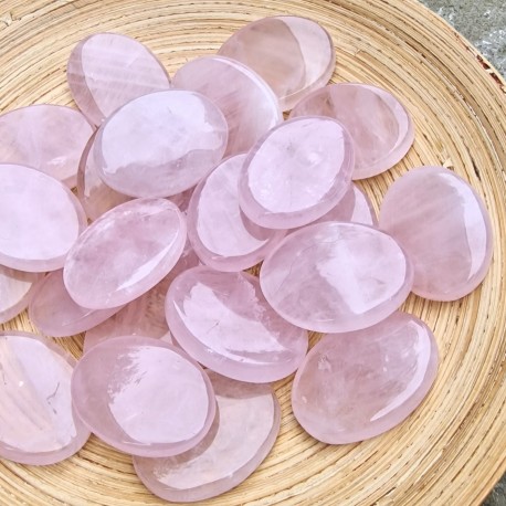 Quartz rose - galet plat