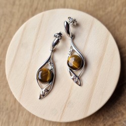Oeil de tigre - boucles d'oreilles argent 925