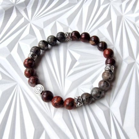Yooperlite et jaspe rouge - bracelet large