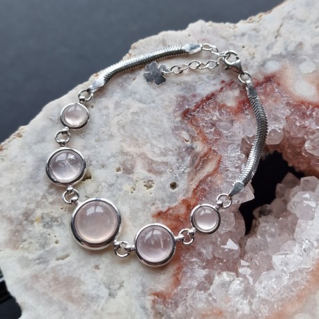 Quartz rose - bracelet argent
