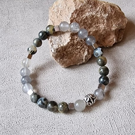 Pyrite et quartz - bracelet XXL