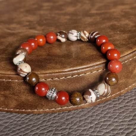 Jaspe rouge et jaspe brun - bracelet large
