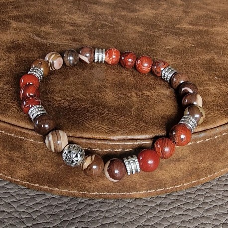 Jaspe rouge et jaspe brun - bracelet XXL