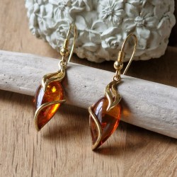 Ambre - boucles d'oreilles vermeil
