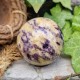 calcite jaune et fluorite mauve - sphère