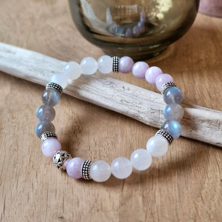 pierre de lune, kunzite, labradorite - bracelet médium