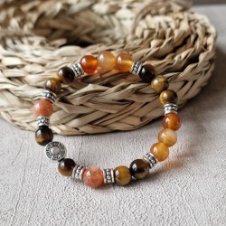 oeil de tigre, cornaline et pierre de soleil - bracelet small