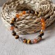 oeil de tigre, cornaline et pierre de soleil - bracelet large