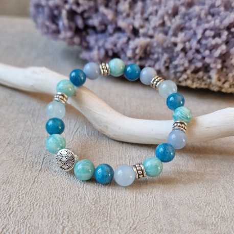 amazonite, aigue marine, apatite et angélite - bracelet small