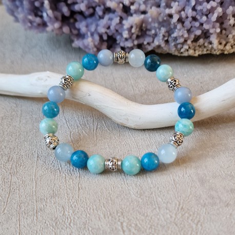 amazonite, aigue marine, apatite et angélite - bracelet small