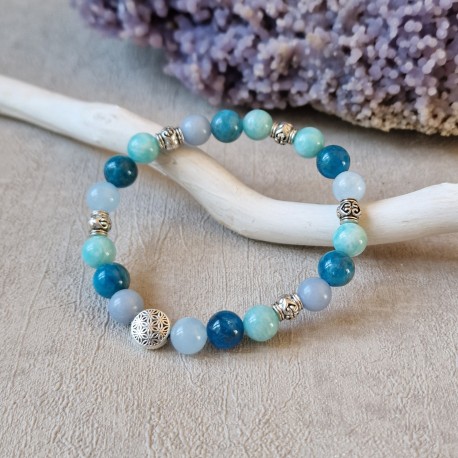 amazonite, aigue marine, apatite et angélite - bracelet small