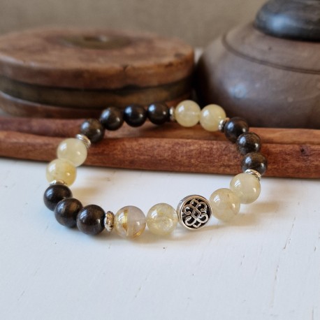 Quartz rutile et bronzite - bracelet médium