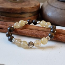 Quartz rutile et bronzite - bracelet médium
