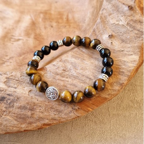 Oeil de tigre et spinelle noir - bracelet