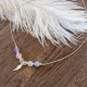 Quartz rose, pierre de lune, améthyste, angélite - collier argent