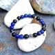 Lapis lazuli et obsidienne oeil céleste - bracelet médium