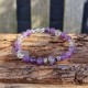 Améthyste, cristal de roche et charoïte - bracelet large