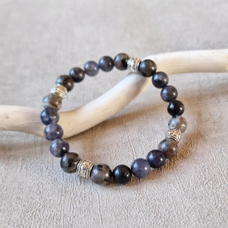 Iolite et Yooperlite - bracelet médium