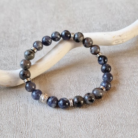 Iolite et Yooperlite - bracelet large