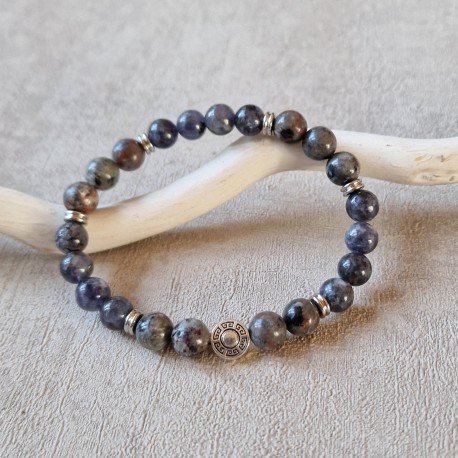 Iolite et Yooperlite - bracelet XL
