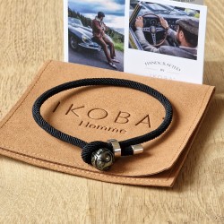 Perle de Tahiti gravée - bracelet cordon règlable
