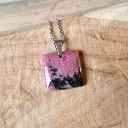 Rhodonite - pendentif carré