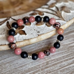 Rhodonite et agate noire - bracelet small