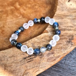 labradorite et cristal de roche - bracelet médium