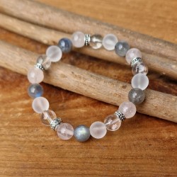 labradorite, quartz rose et cristal de roche - bracelet small