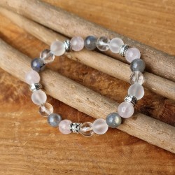 labradorite, quartz rose et cristal de roche - bracelet médium