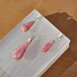 Rhodochrosite - pendentif et boucles d'oreilles