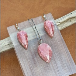 Rhodochrosite - pendentif et boucles d'oreilles