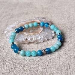 amazonite et apatite bleue - bracelet médium