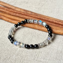 labradorite et tourmaline noire - bracelet médium