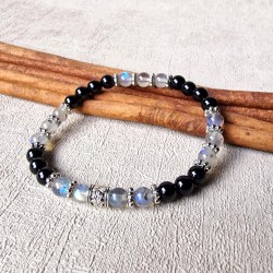 labradorite et tourmaline noire - bracelet large