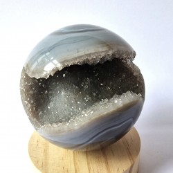 Cristal de roche et agate - sphère
