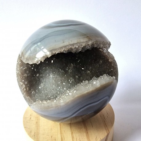 Cristal de roche et agate - sphère