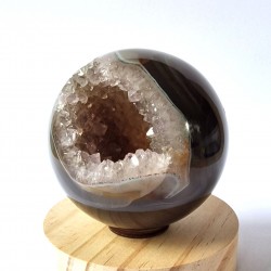 Cristal de roche et agate - sphère