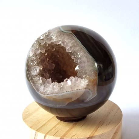 Cristal de roche et agate - sphère