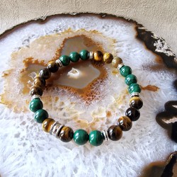 malachite et oeil de tigre - bracelet XL
