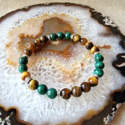 malachite et oeil de tigre - bracelet XXL