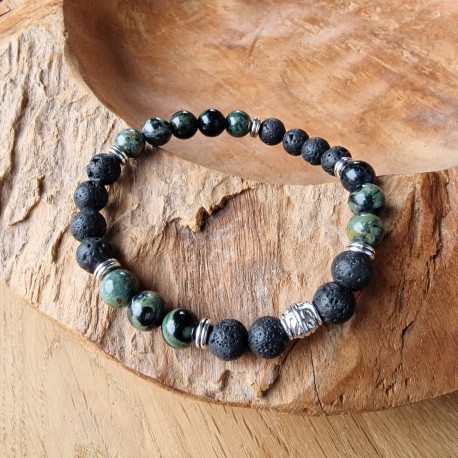 Jaspe Kambaba et Pierre de lave - bracelet XL