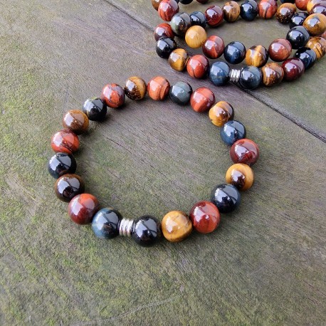 Oeil de tigre, taureau, faucon - bracelet XL