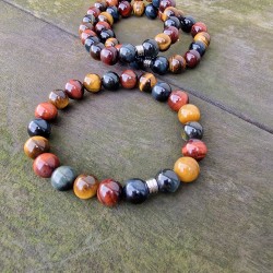 Oeil de tigre, taureau, faucon - bracelet XXL