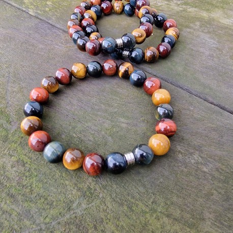 Oeil de tigre, taureau, faucon - bracelet XXL