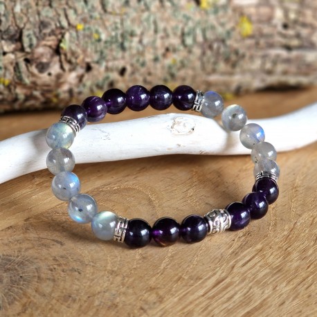 Améthyste et Labradorite - bracelet large
