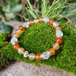 Cornaline et Cristal de Roche - bracelet médium